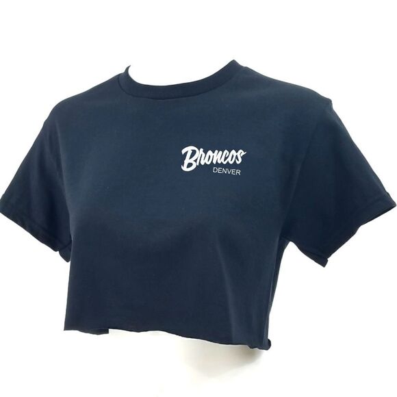 DENVER BRONCOS Double Script Retro Logo "Cropped" Crop Top Football Tee y2k 90s - Picture 3 of 6
